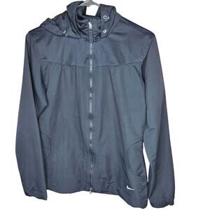 Nike Golf jacket windbreaker woman's size medium black hooded pockets